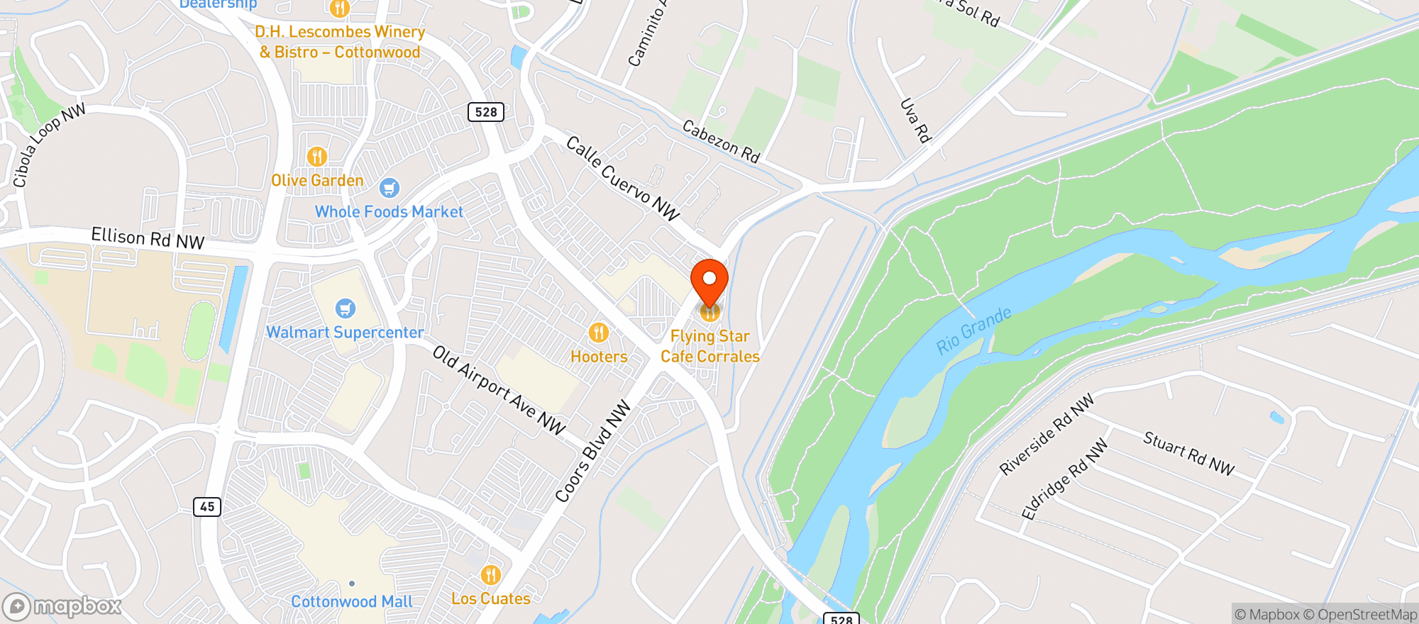 Map showing Flying Star Cafe