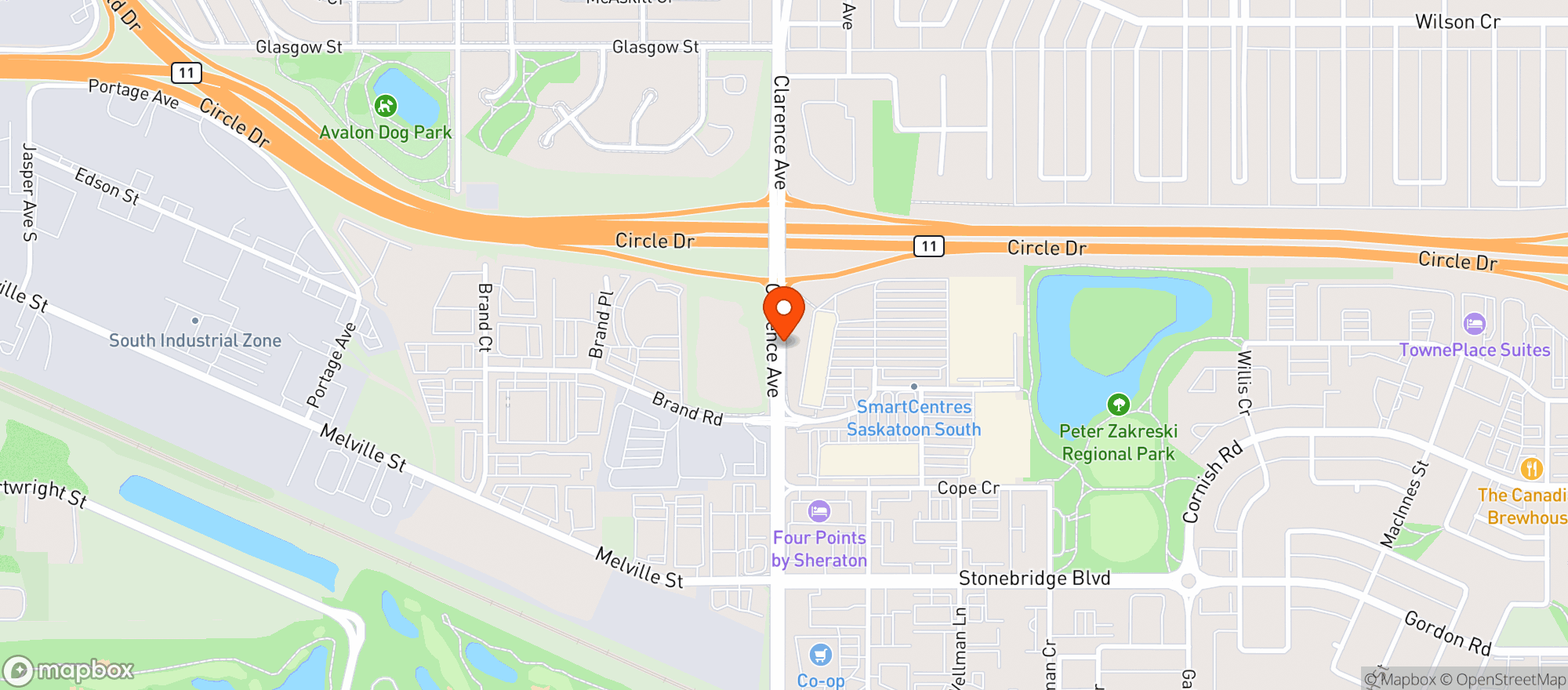 Map showing Walmart Saskatoon South