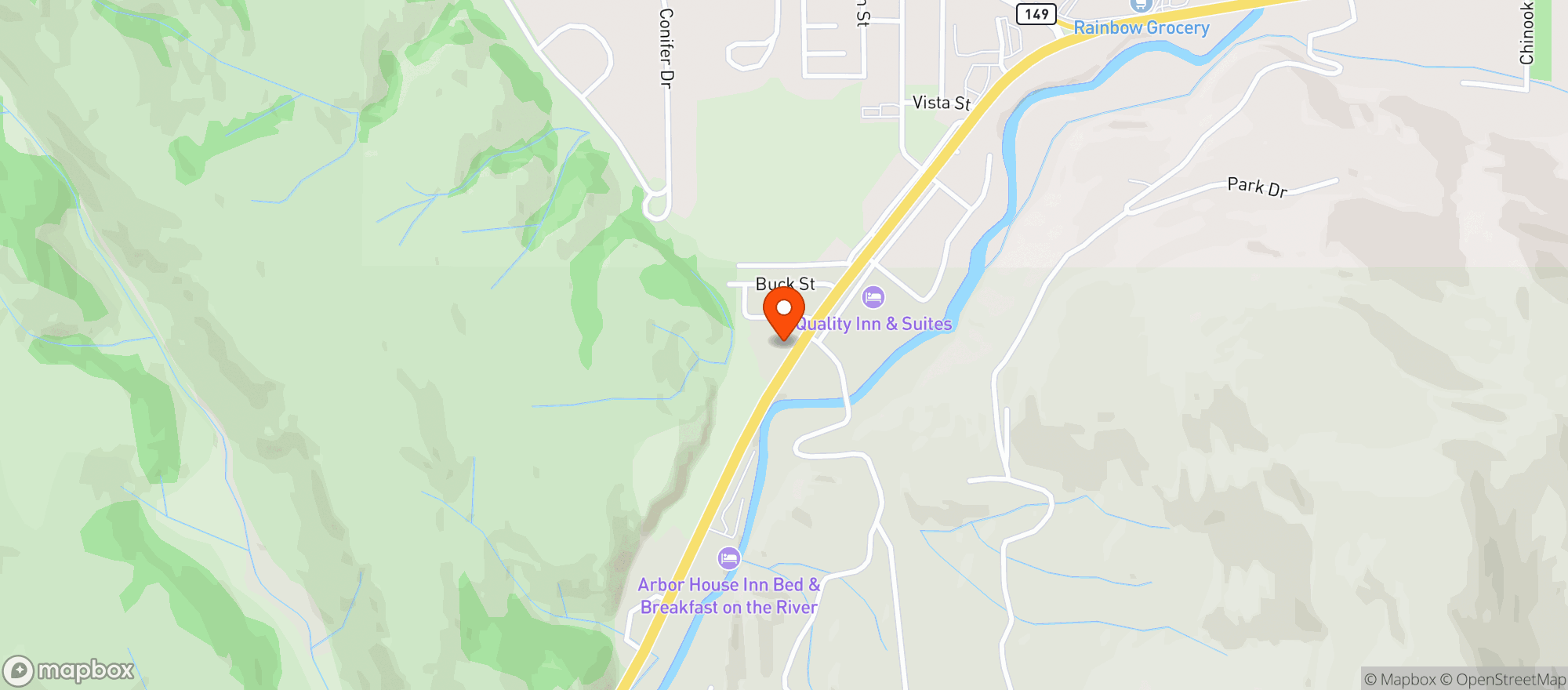 Map showing Loge Wolf Creek