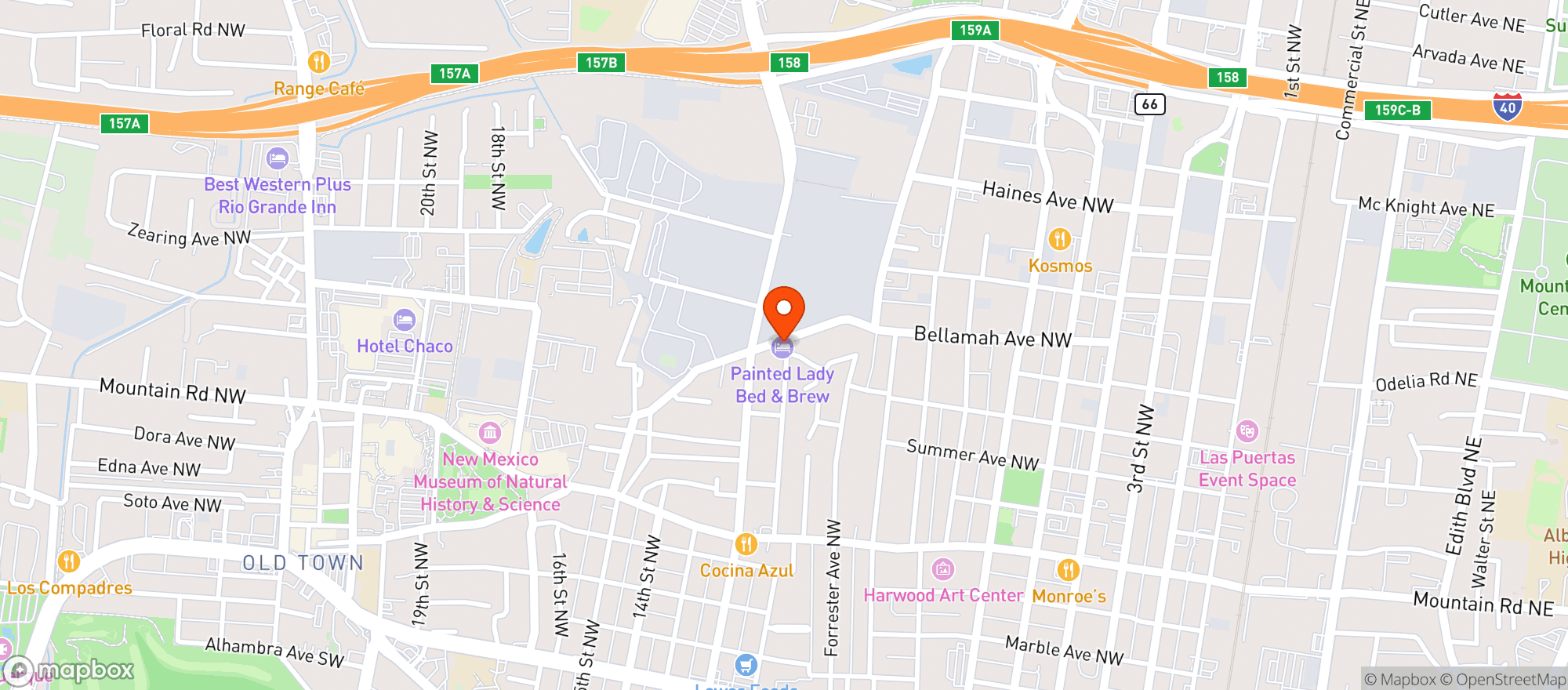 Map showing Painted Lady Bed And Brew
