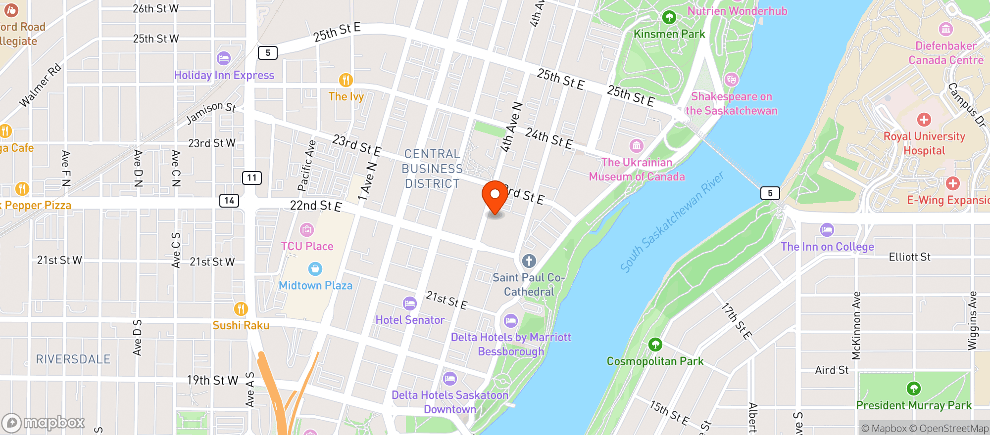 Map showing Calories Bakery & Restaurant