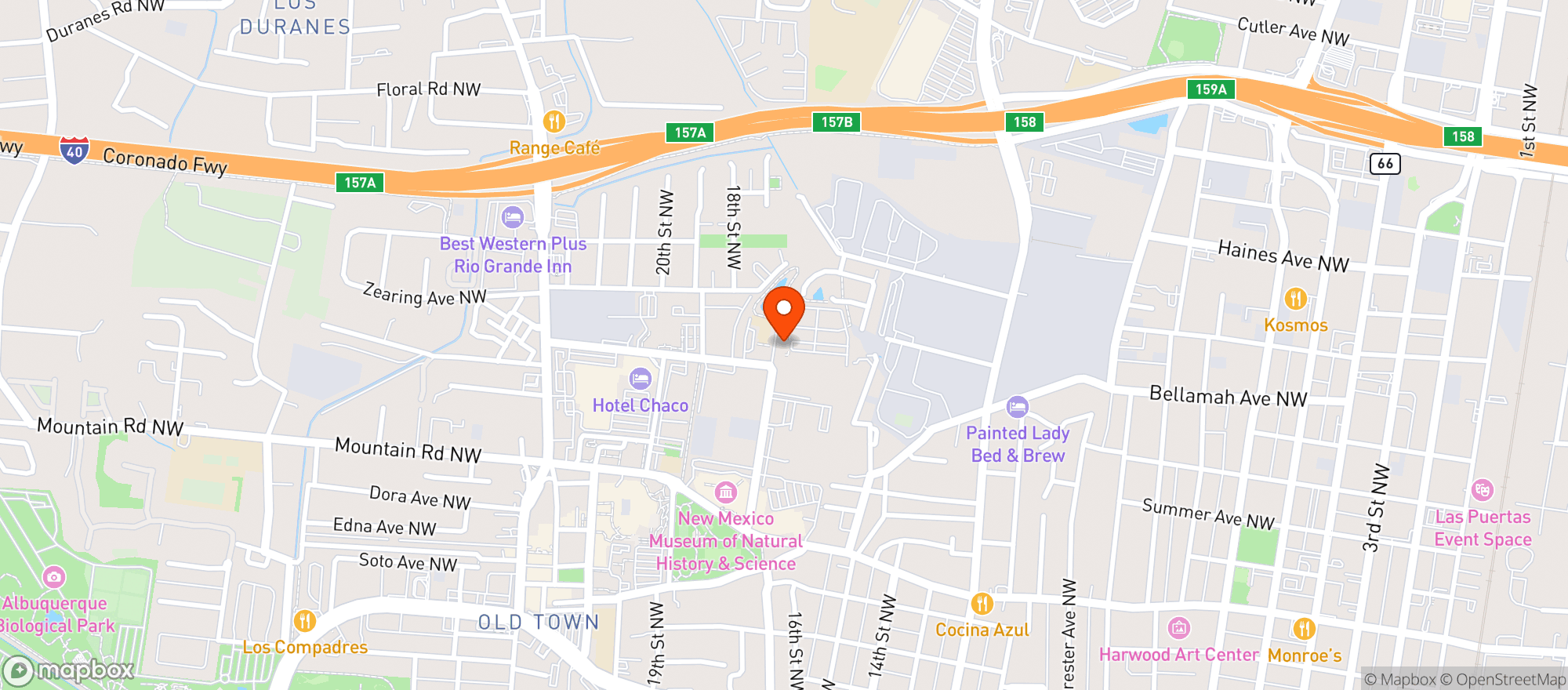 Map showing Ponderosa Brewing Co