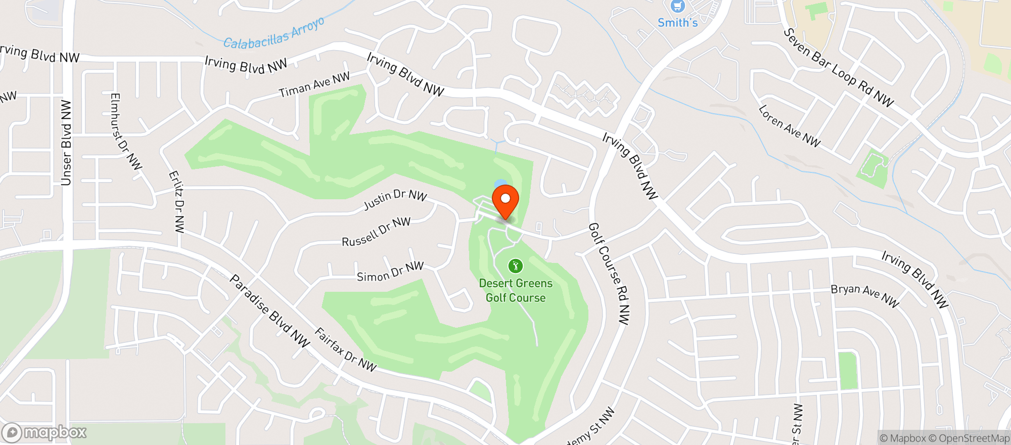 Map showing Paradise Hills Golf Course