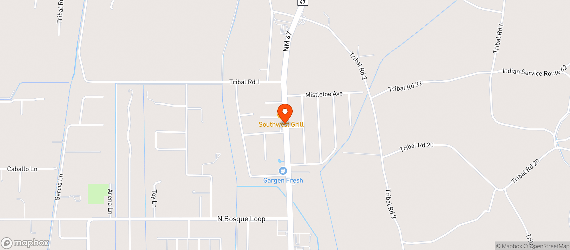 Map showing Kelly Liquors Bosque Farm