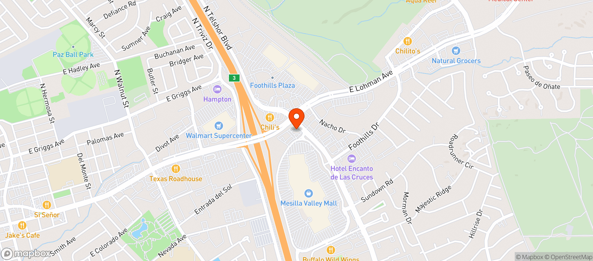 Map showing Pecan Grill Brewery