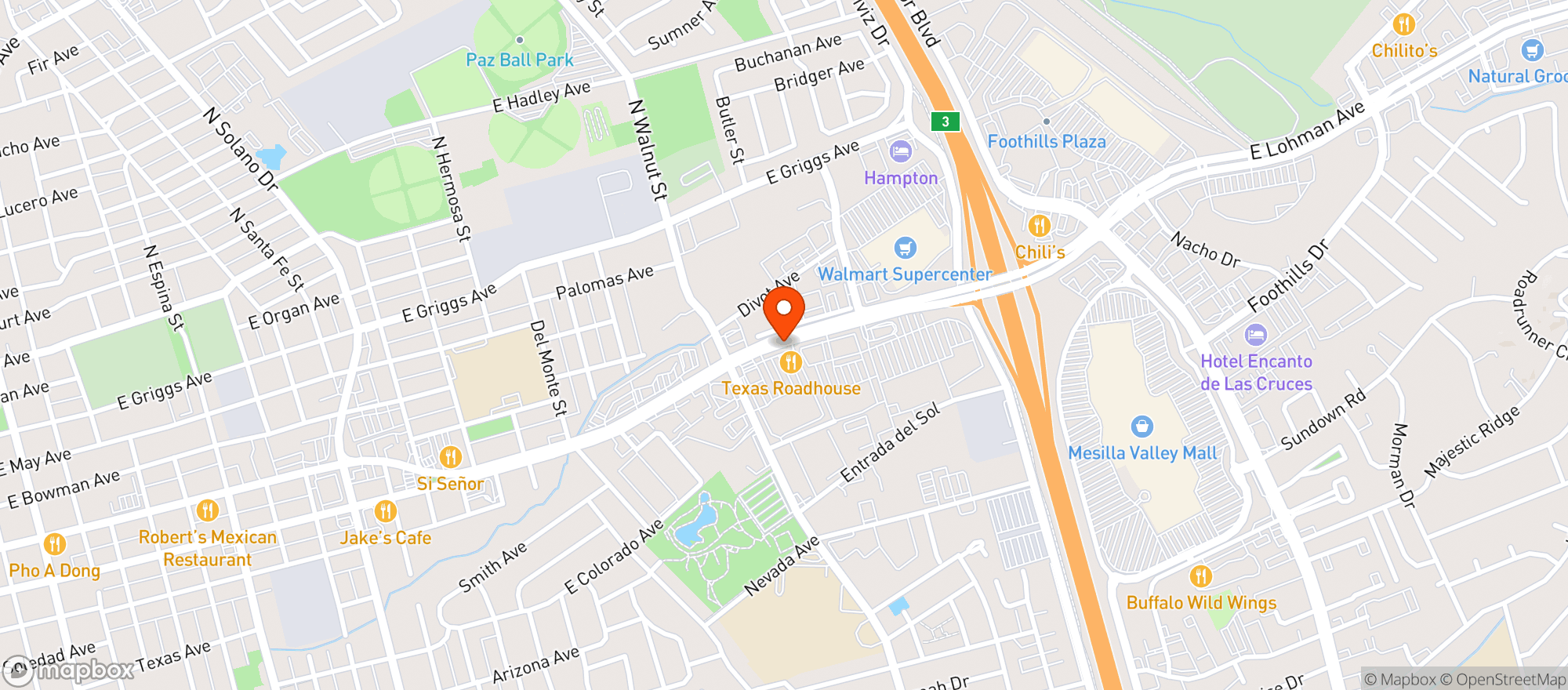 Map showing Texas Roadhouse