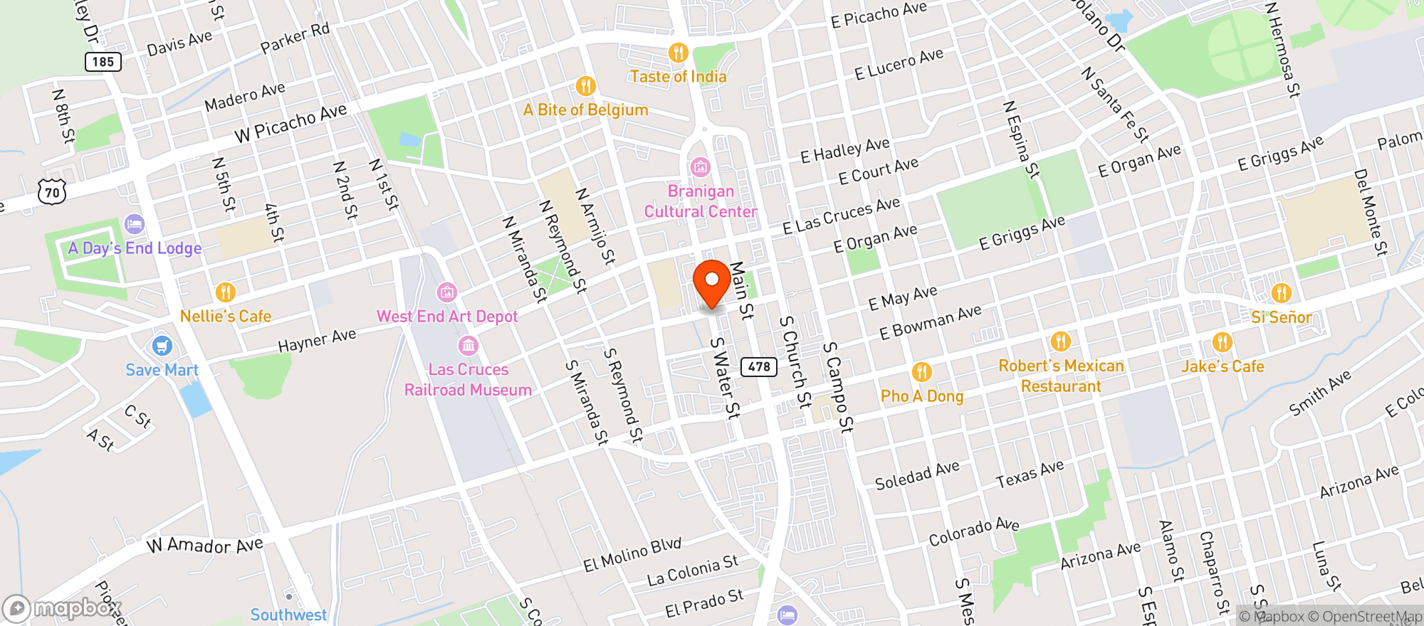 Map showing Zeffiro Pizzeria Downtown