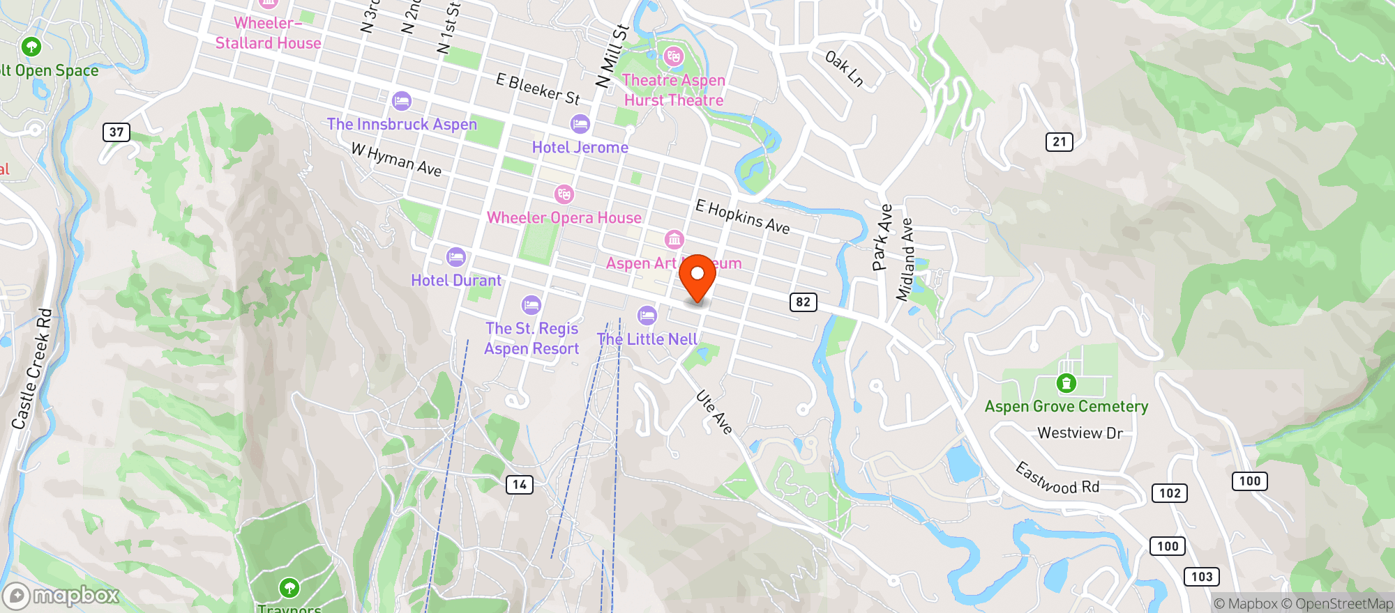 Map showing Aspen Grog Shop