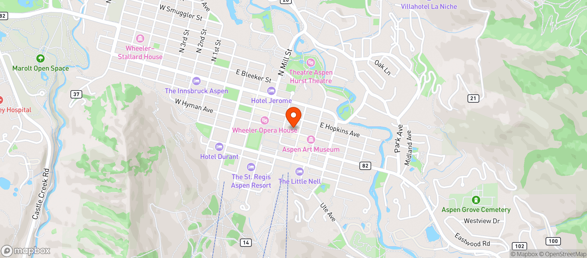 Map showing Sant Ambroeus Aspen
