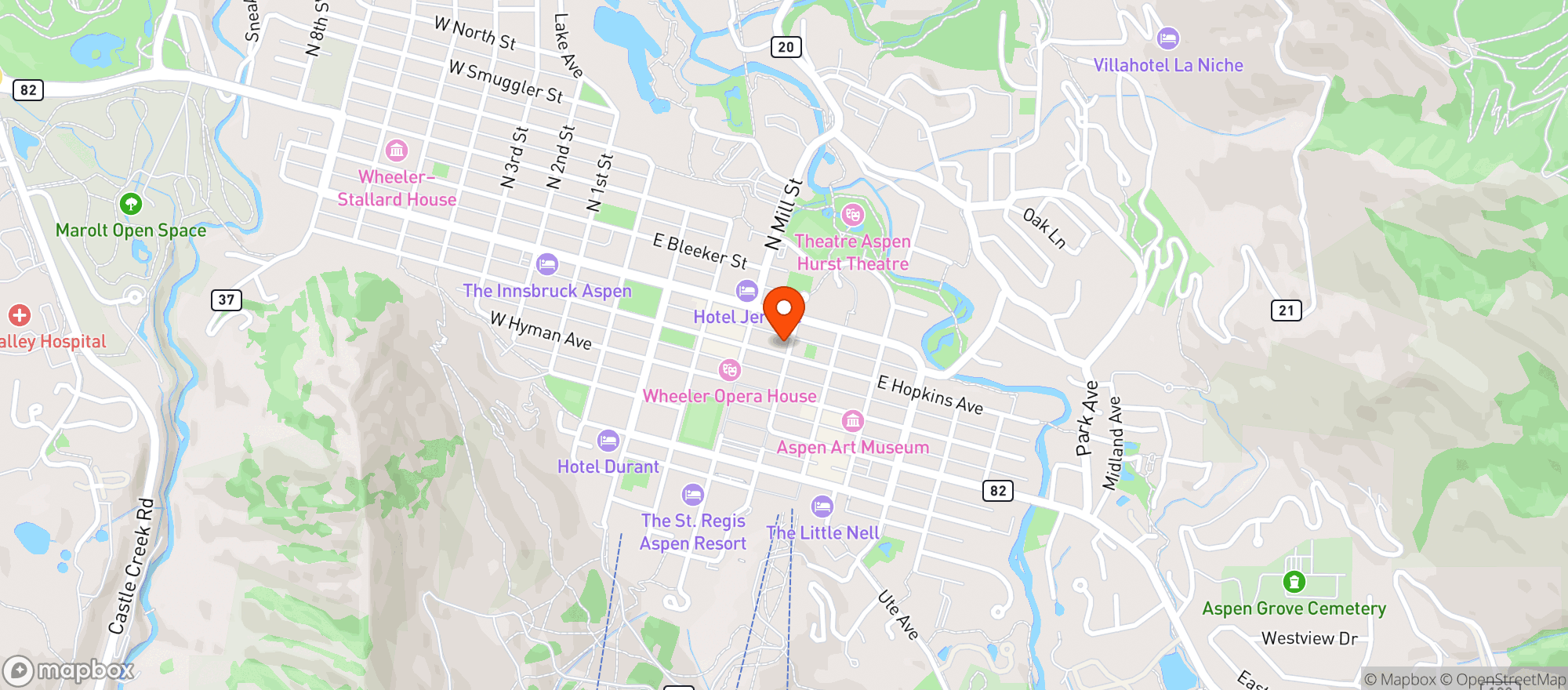 Map showing Aspen Tap
