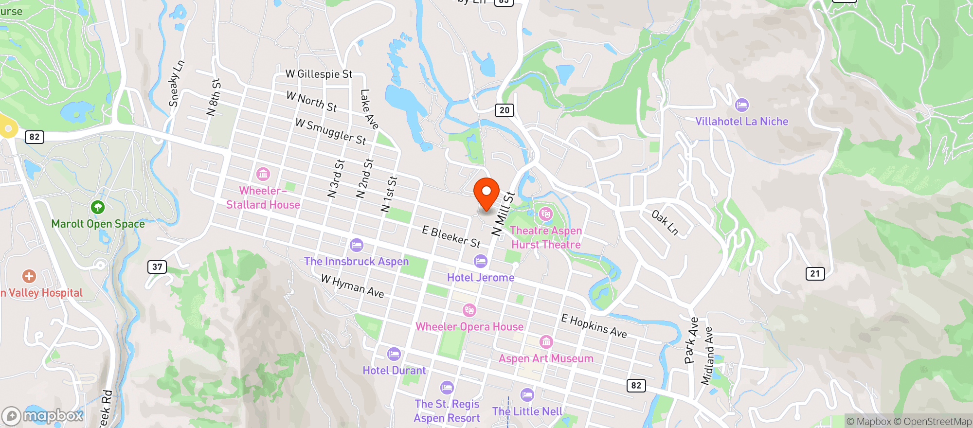 Map showing Clarks Market (Aspen) - 00100010984