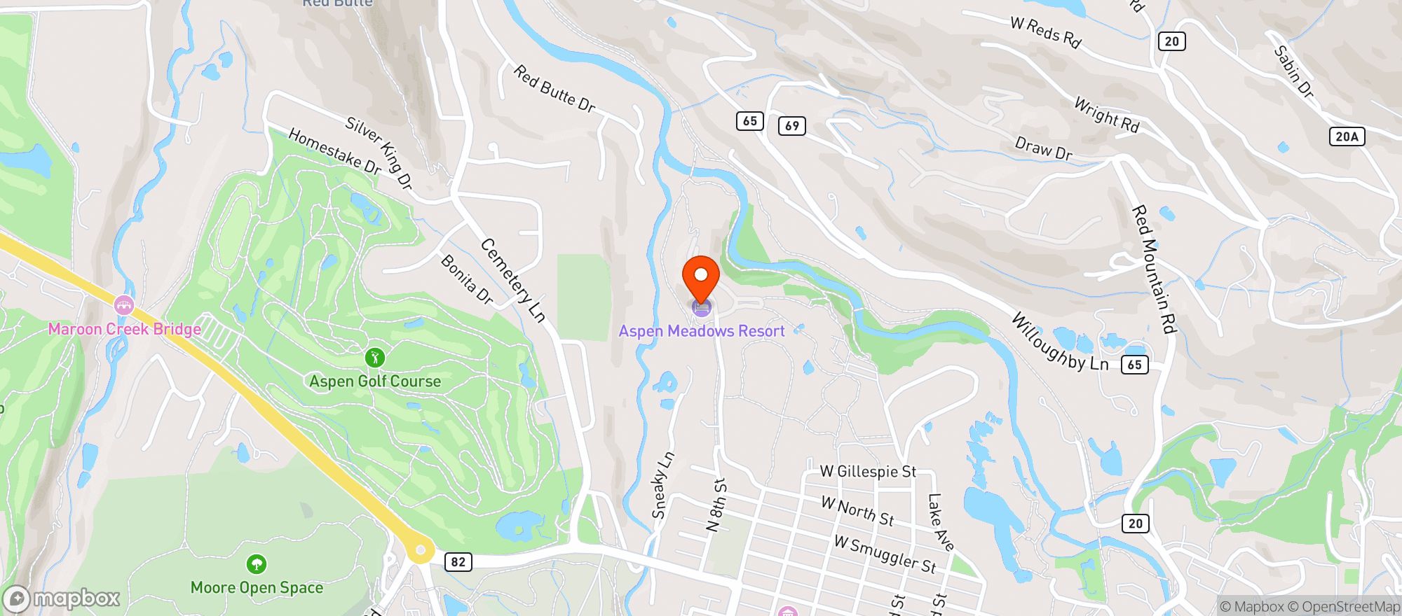 Map showing Aspen Meadows Resort