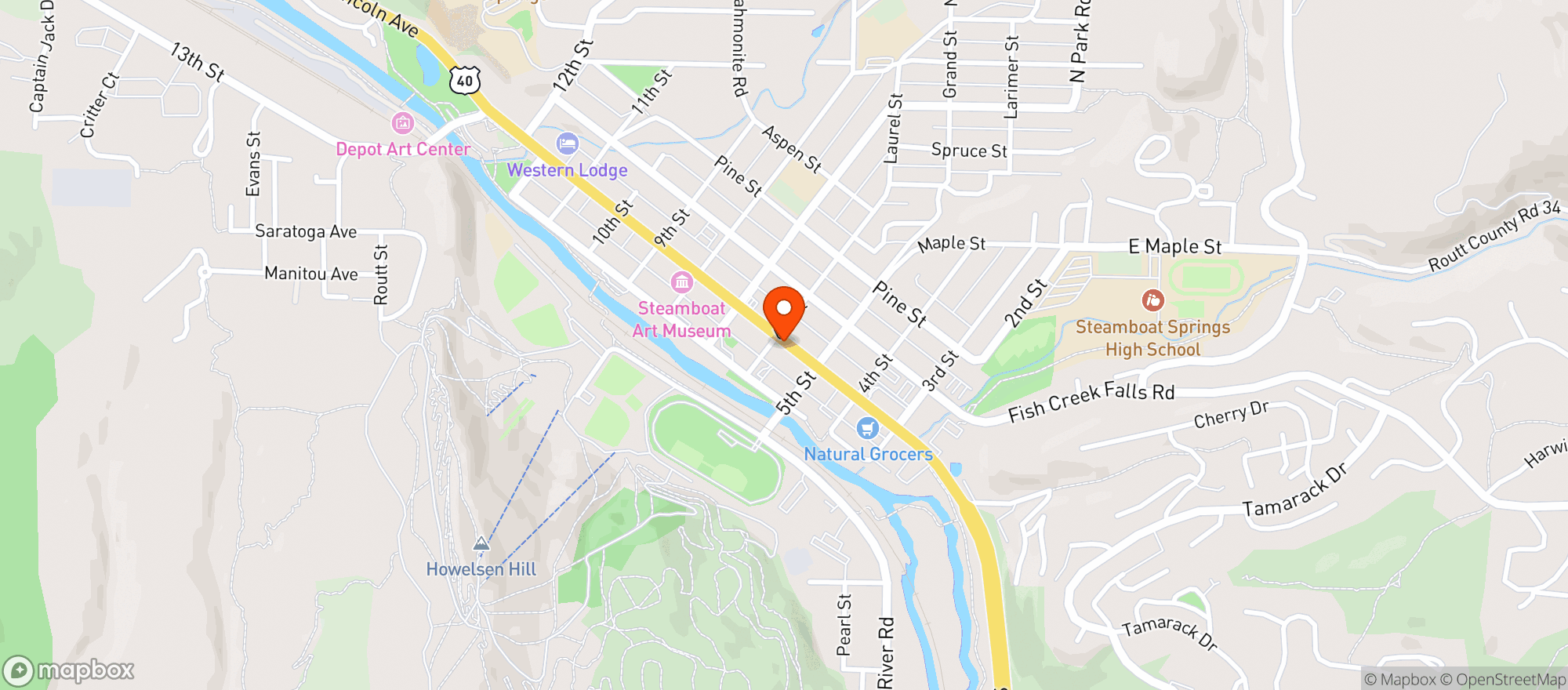Map showing Steamboat Discount Liquor