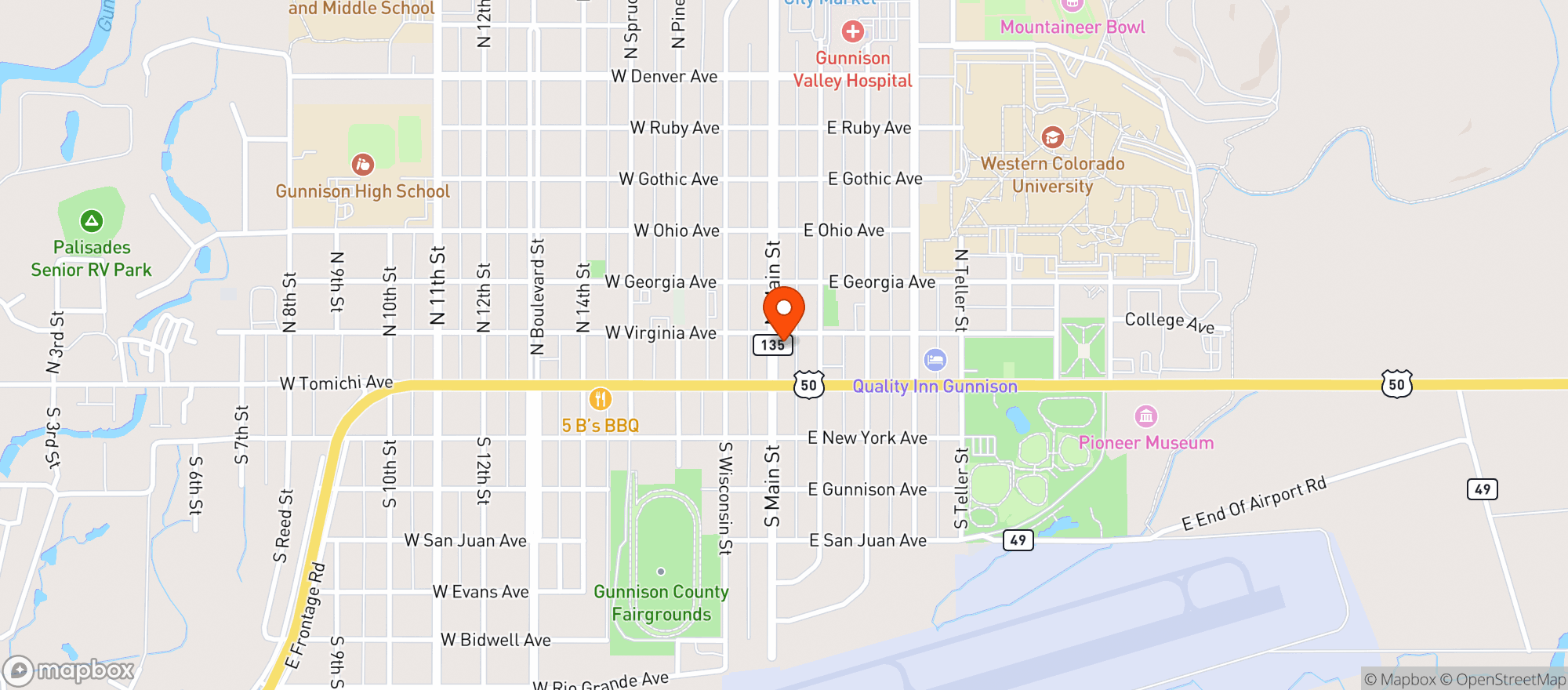 Map showing Back Country Cafe