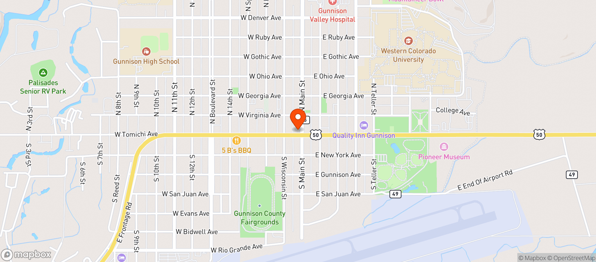 Map showing High Alpine Brewing Company