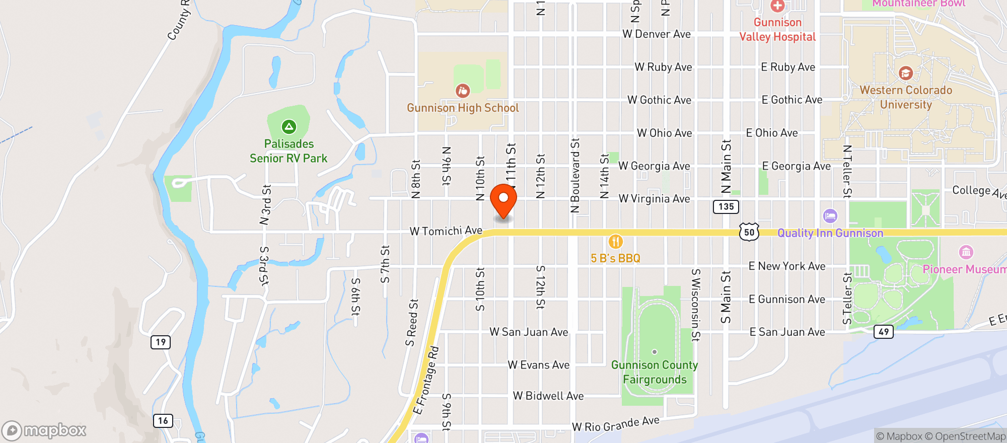 Map showing Pie Zans Pizzeria