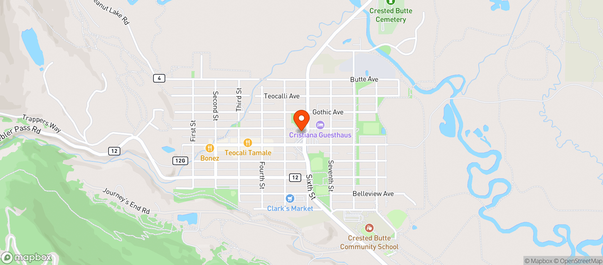 Map showing MOUNTAIN SPIRITS LIQUORS (CRESTED BUTTE)