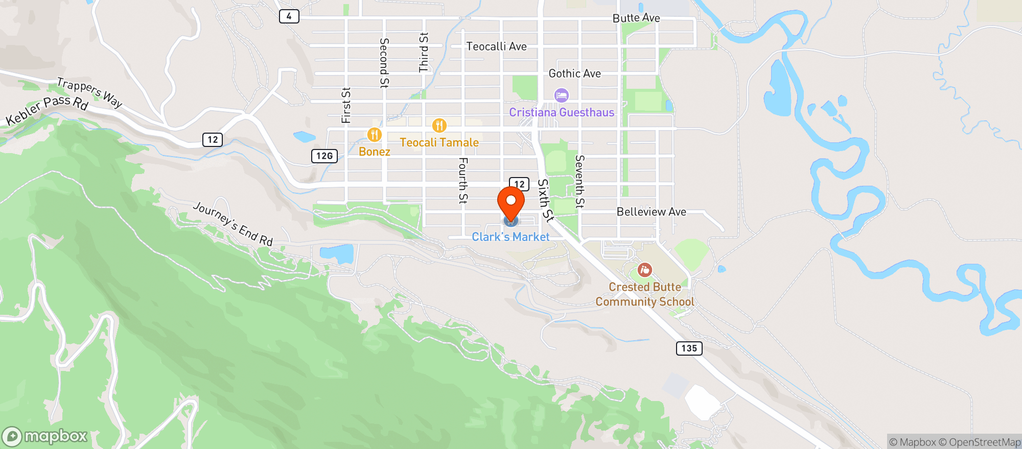 Map showing Clarks Market (Crested Butte) - 00100010987