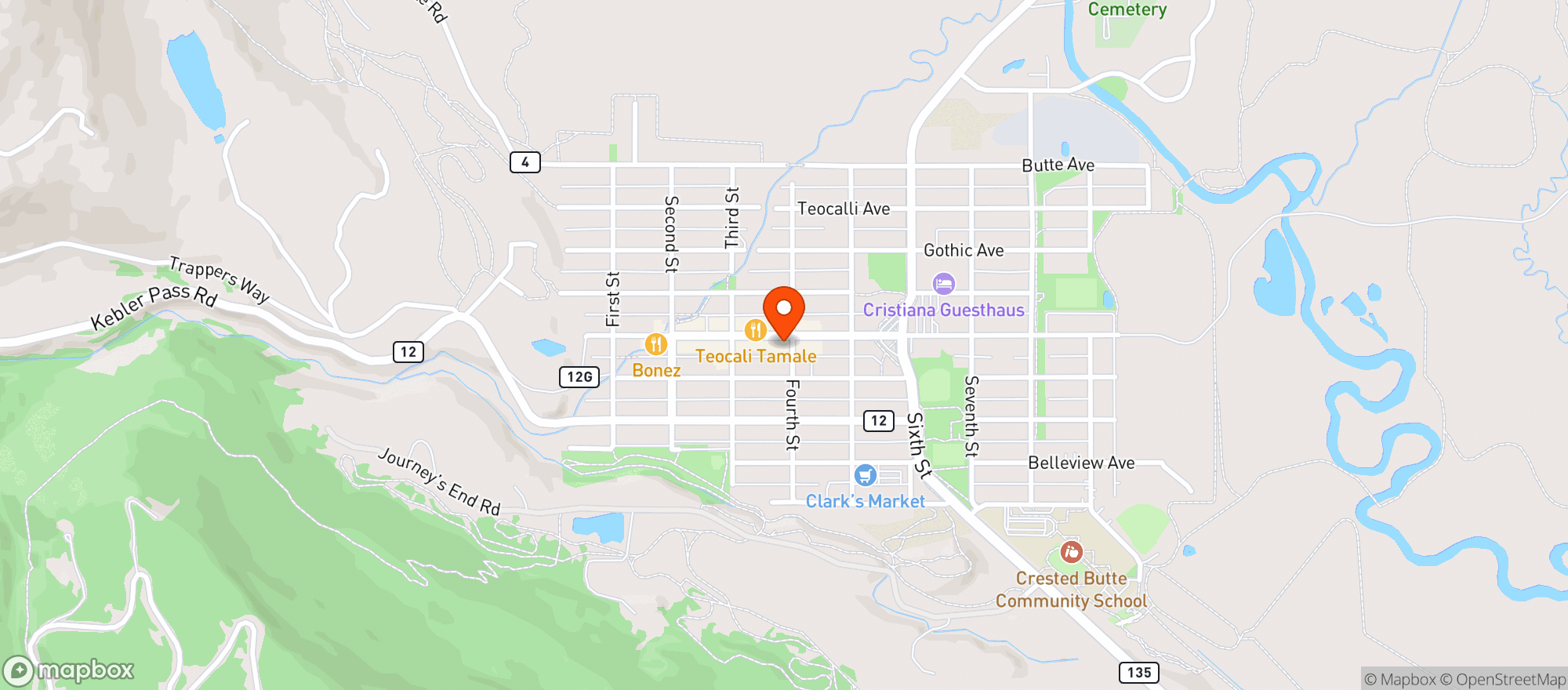 Map showing Mountain Earth Organic Grocer