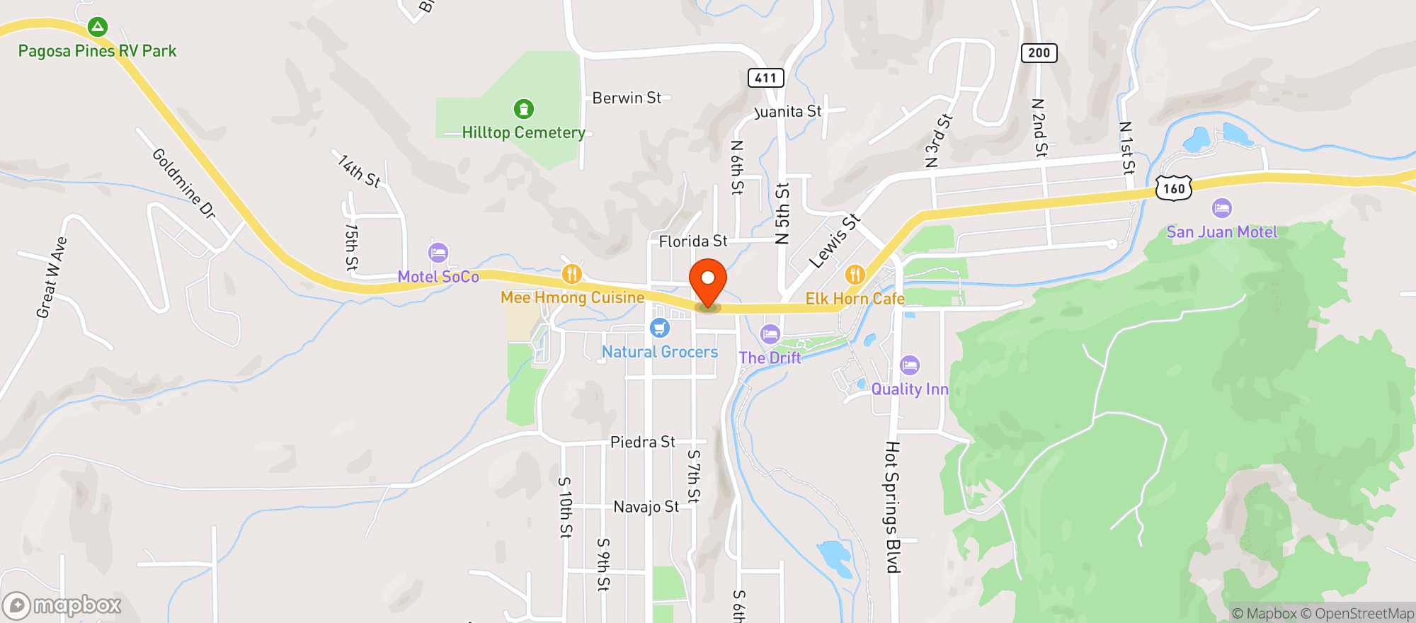 Map showing El Camino Lounge @ Motel SoCo