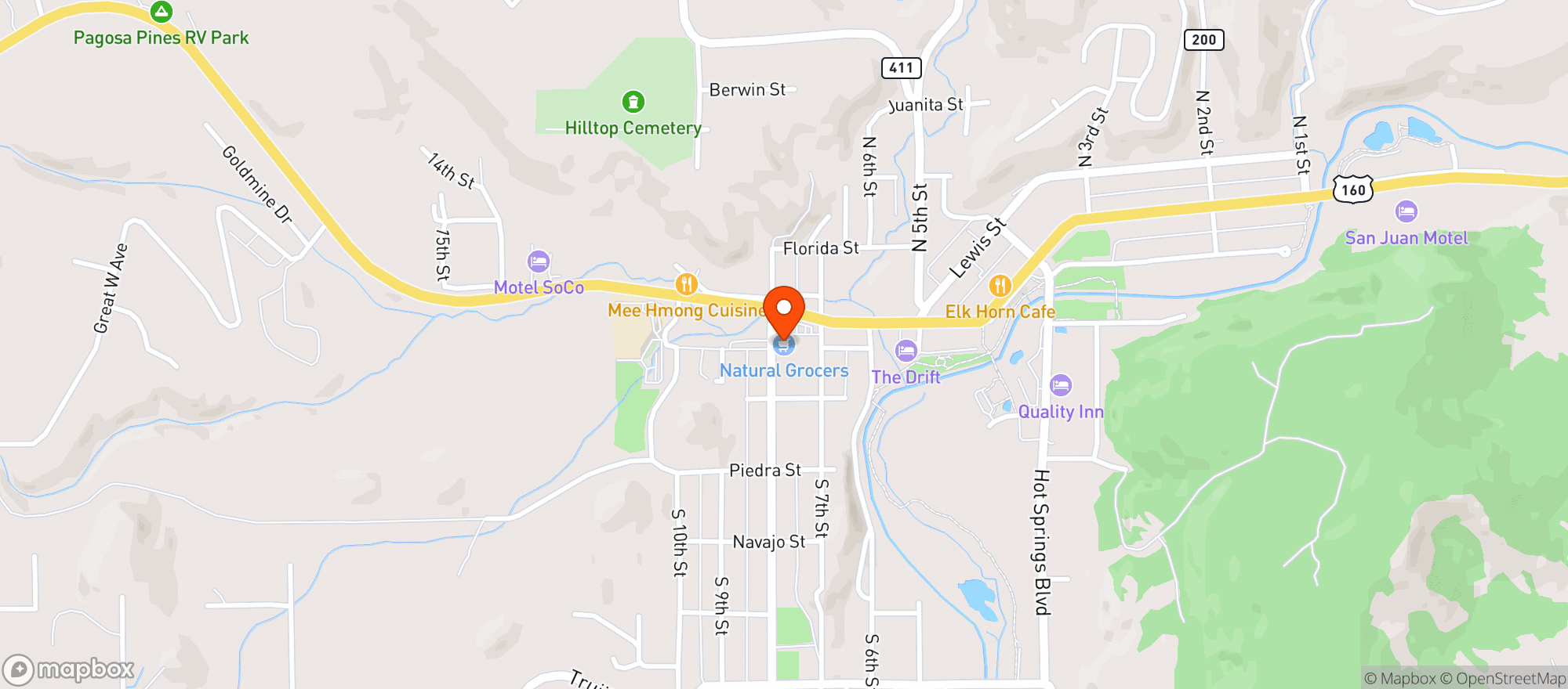 Map showing Natural Grocers by Vitamin Cottage - Natural Grocers by VC_Pagosa Springs (PG) - 00100014963
