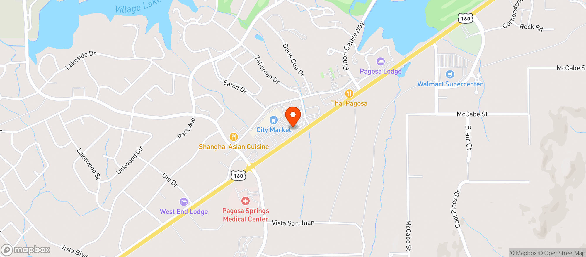 Map showing Pagosa Peak Restaurant