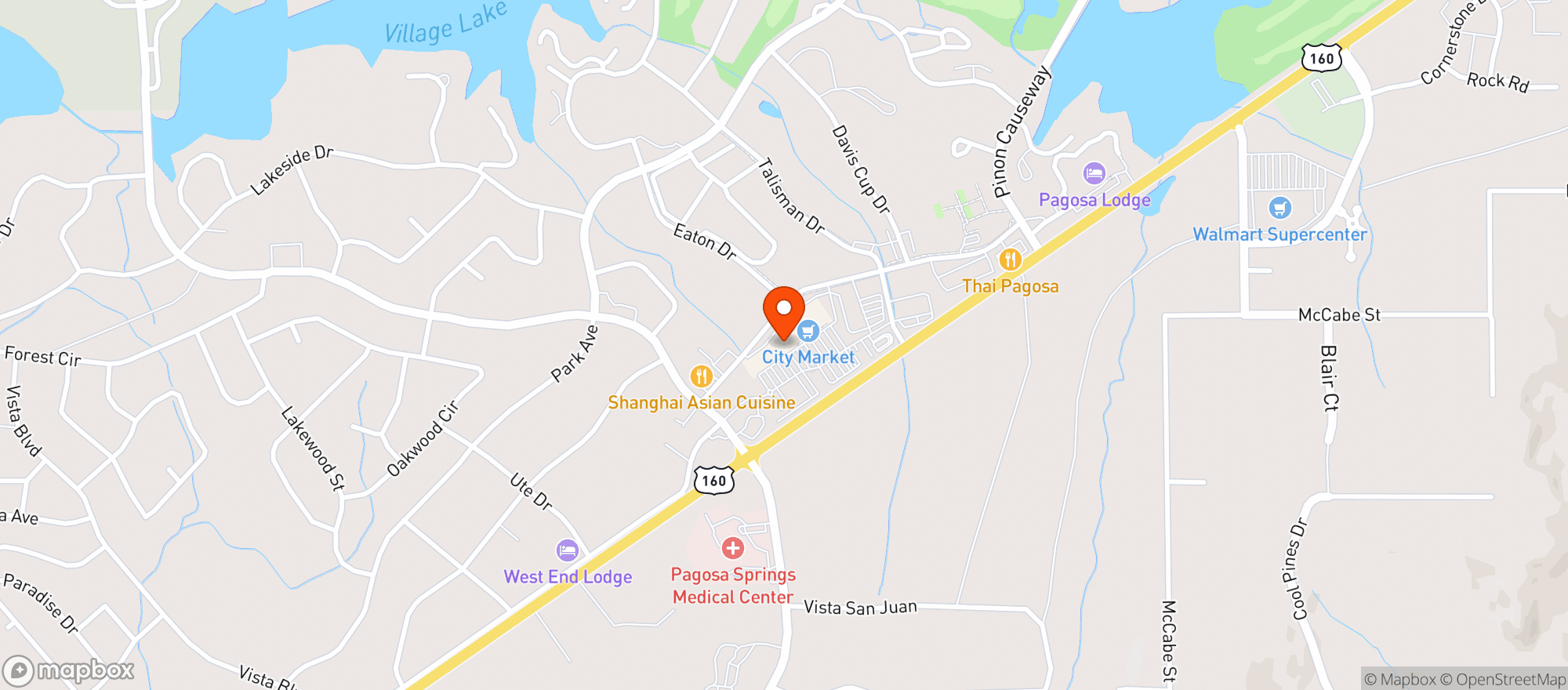 Map showing Mountain Spirits Pagosa