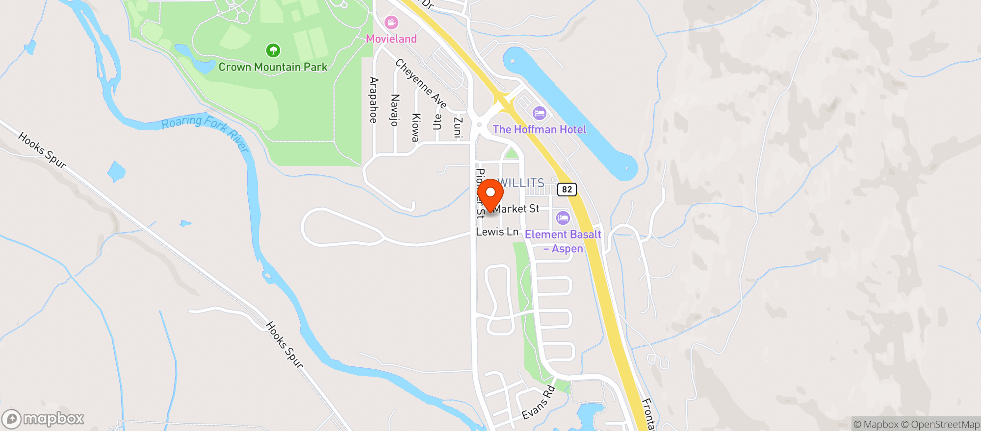 Map showing Arts Campus at Willits The