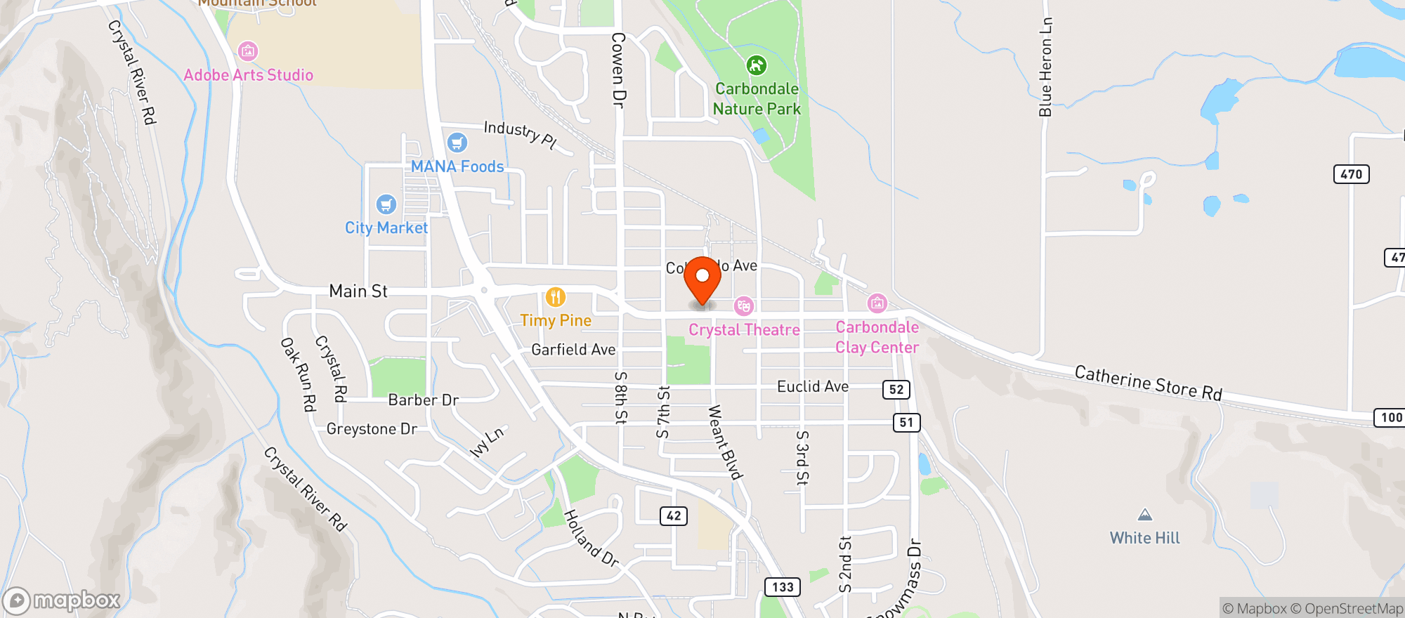 Map showing Carbondale Beer Works