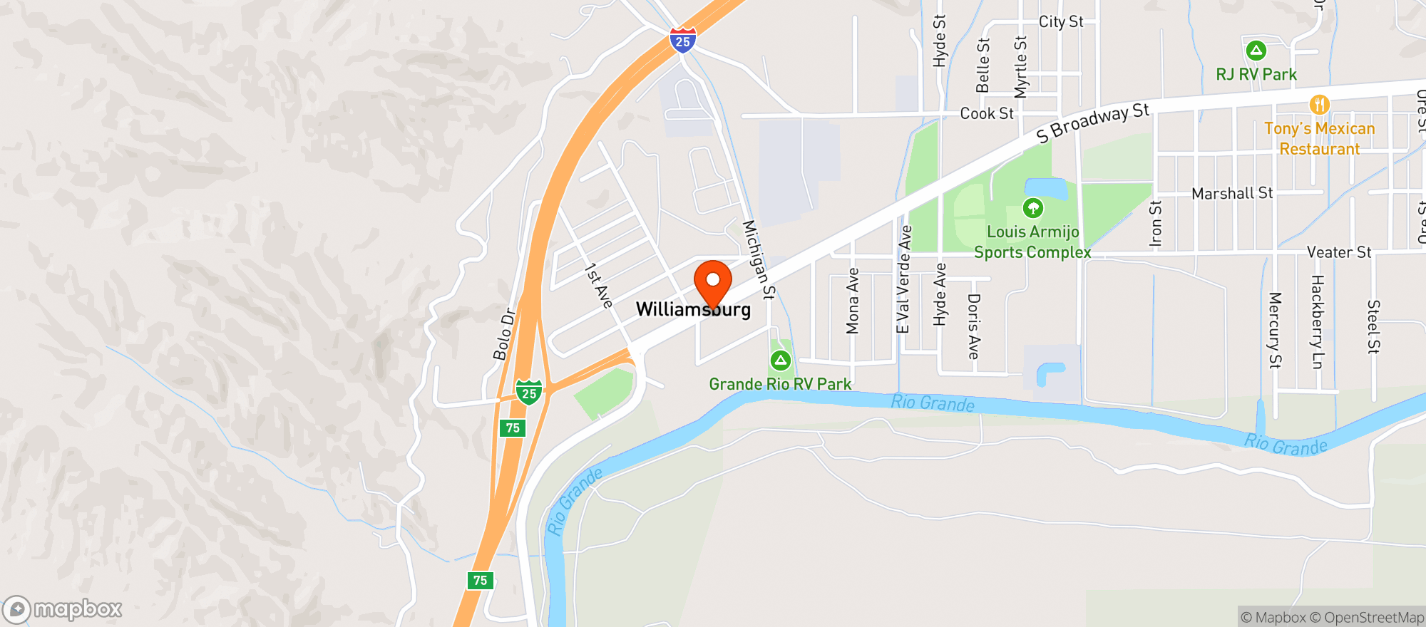 Map showing Bullock Shur Sav Broadway Liquor