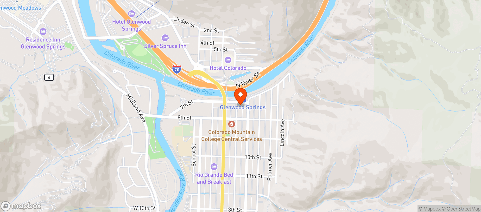 Map showing Glenwood Canyon Brew Pub