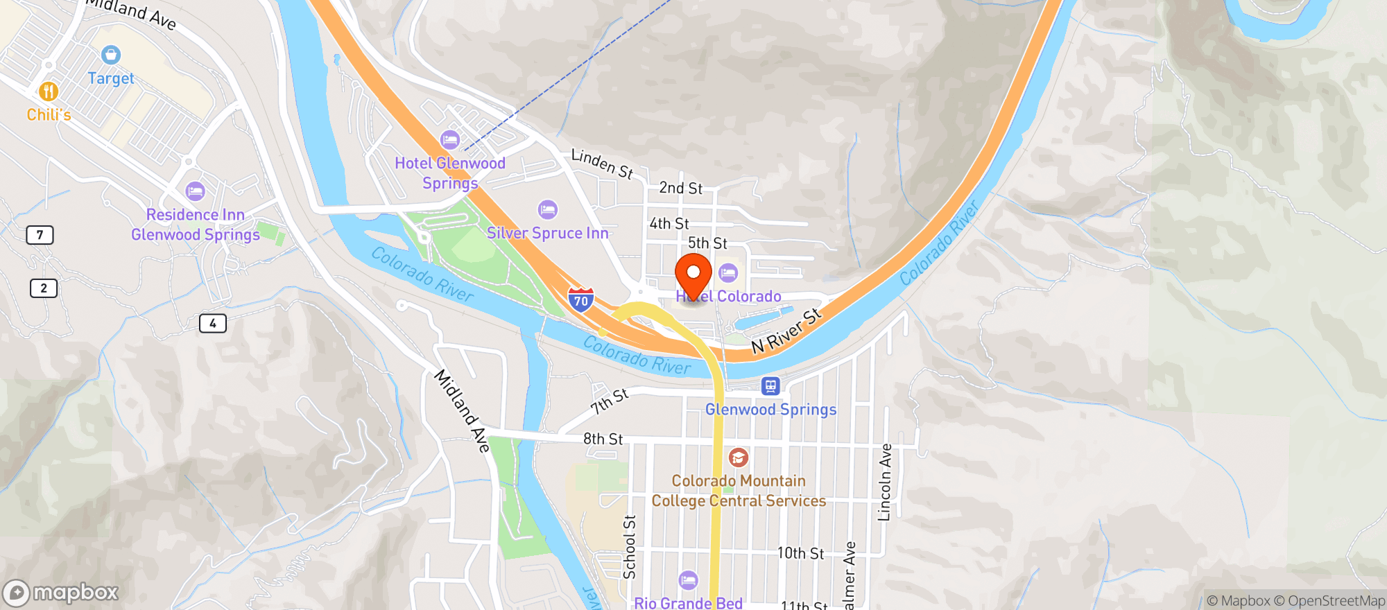Map showing Springs Liquors - Glenwood Springs