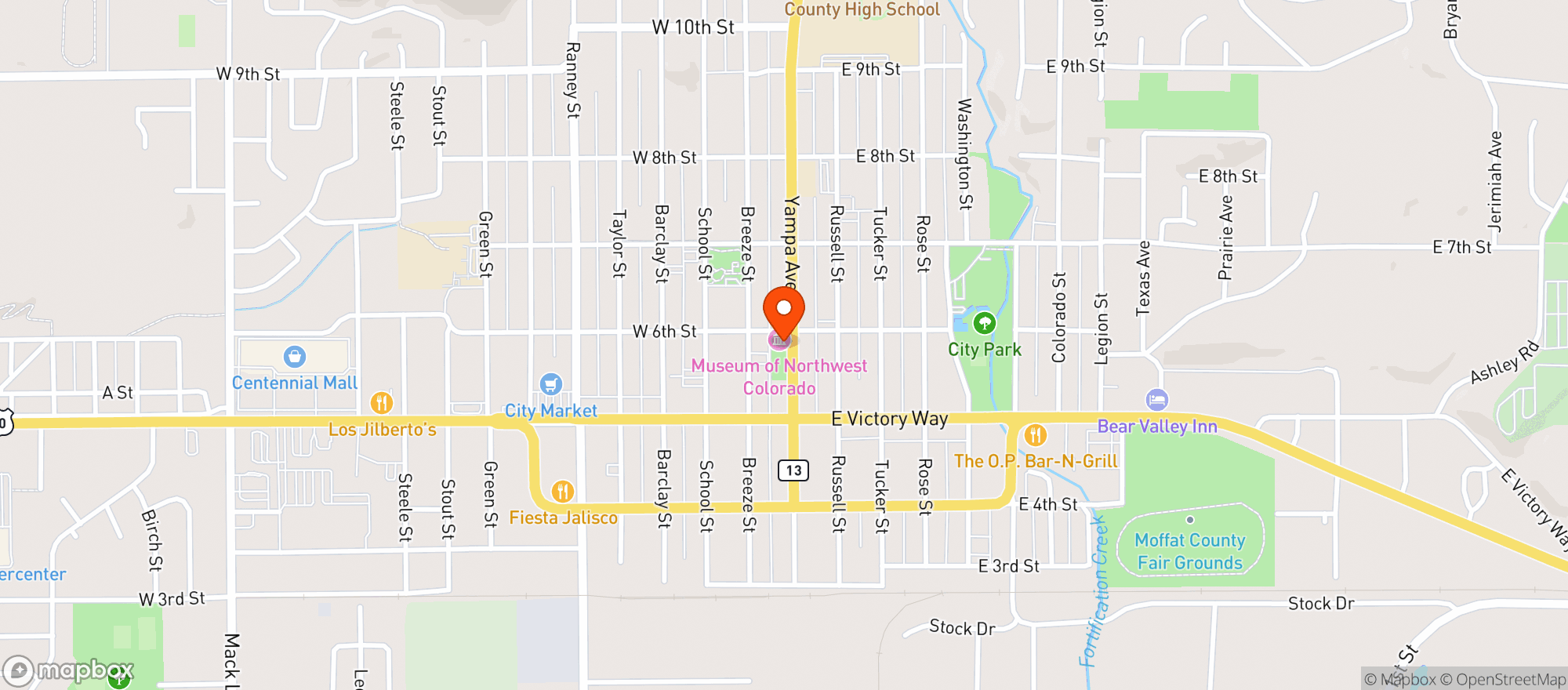 Map showing Yampa Valley Brewing Company
