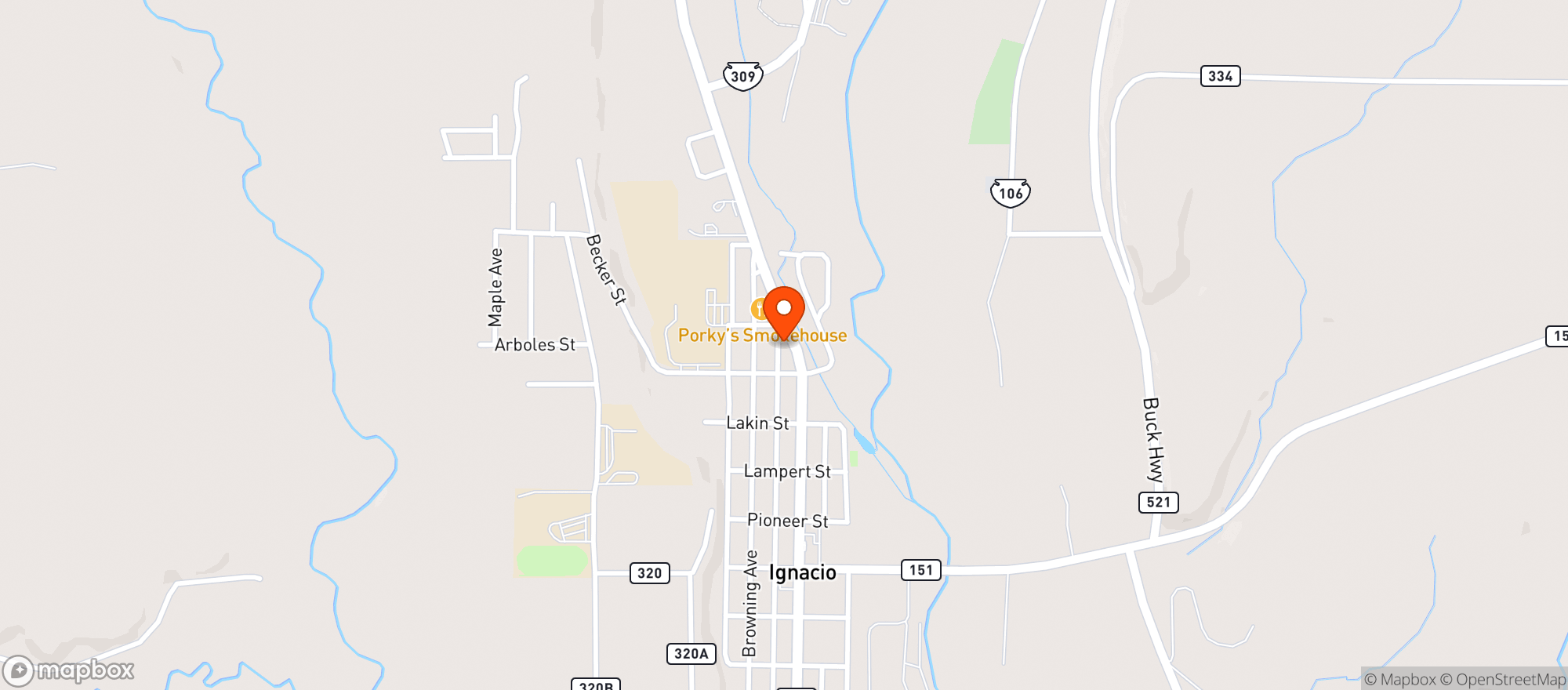 Map showing Pinon Liquors