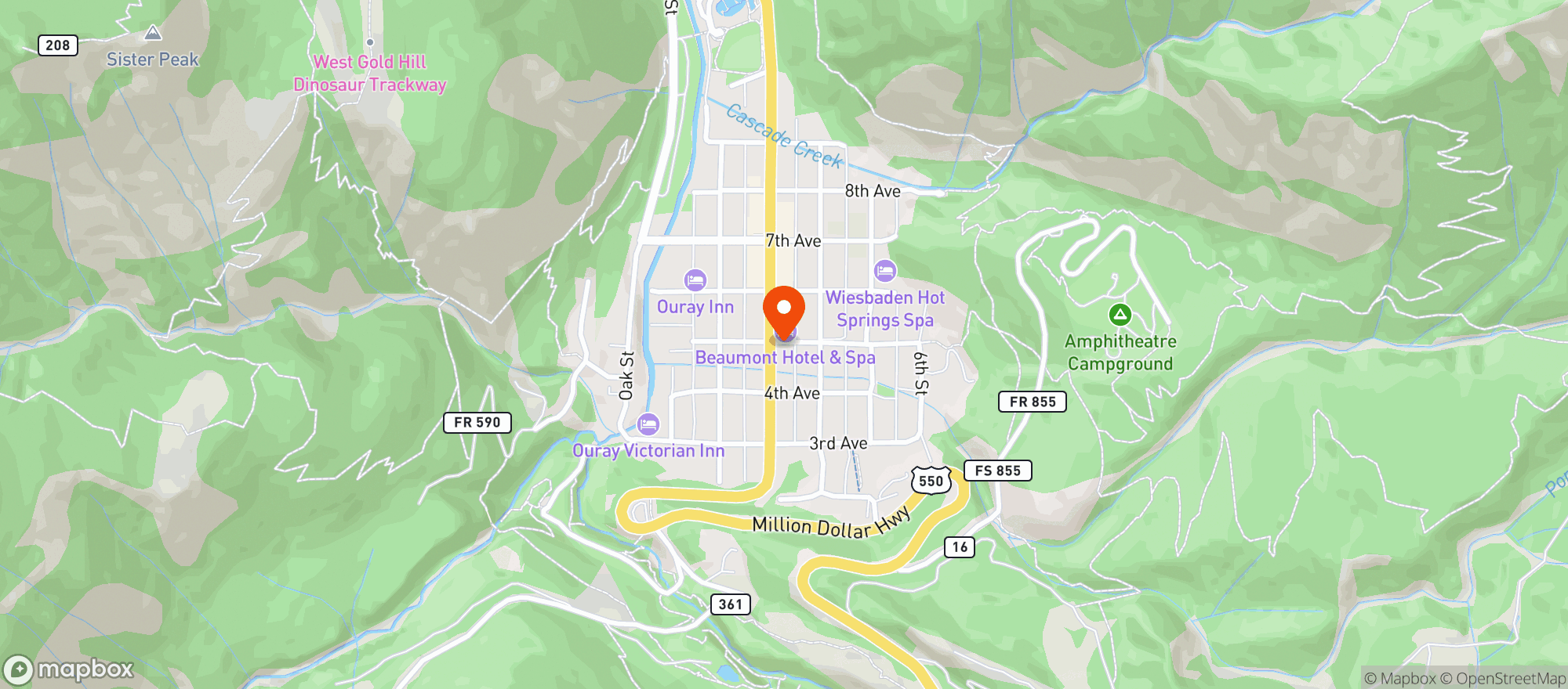 Map showing Elks Lodge - Ouray