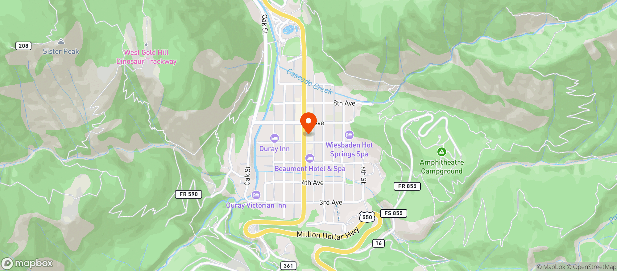 Map showing Silver Eagle Saloon