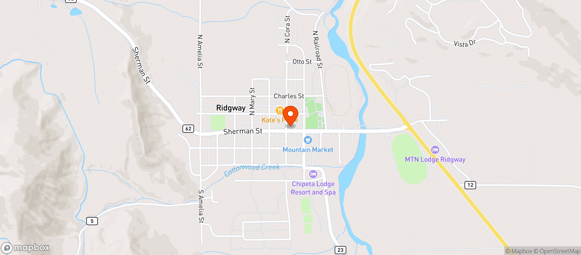 Map showing Ridgway Liquors & Wine