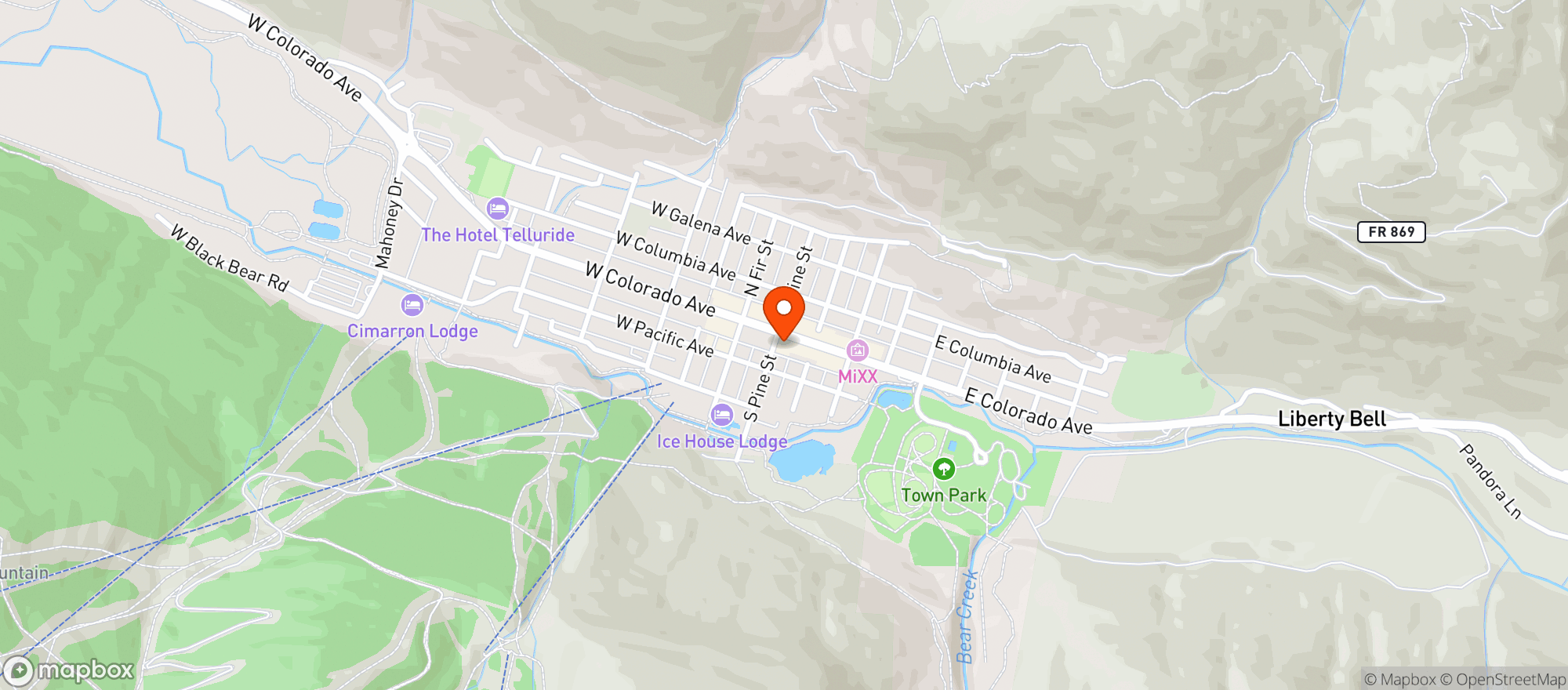 Map showing Brown Dog Pizza