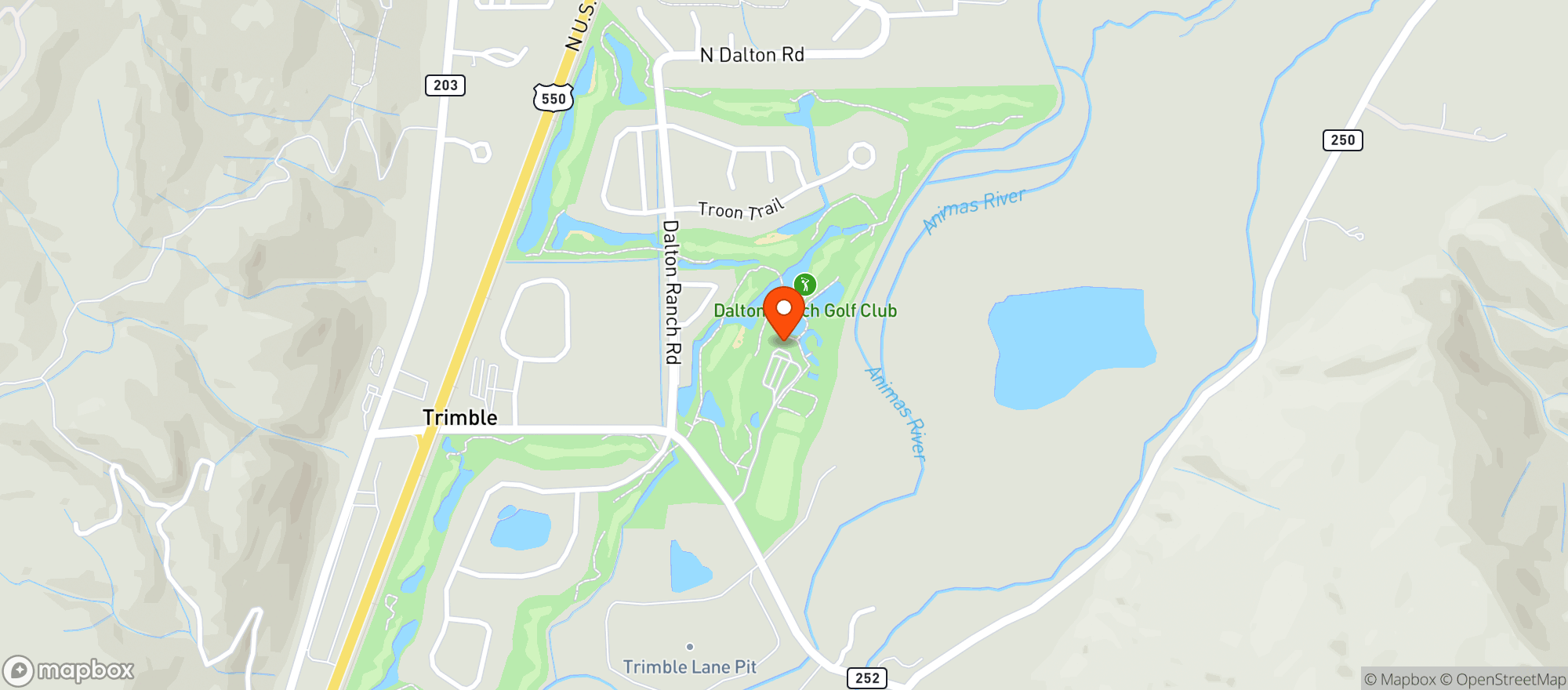 Map showing Dalton Ranch Golf Club