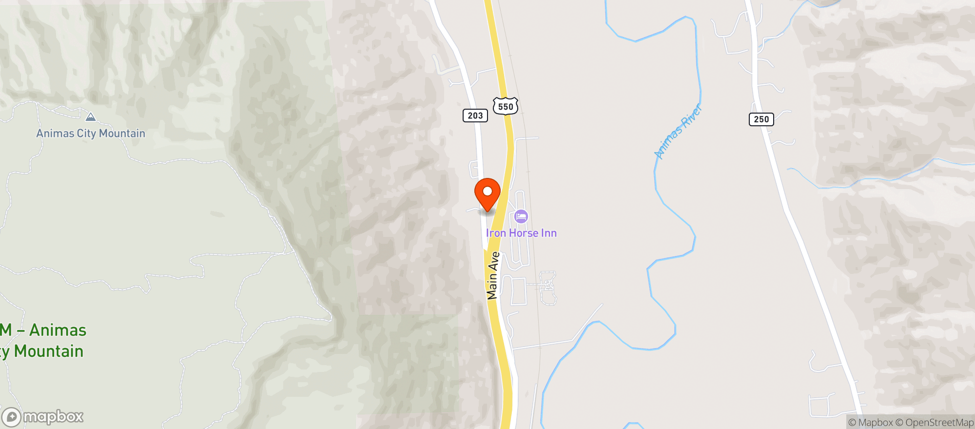 Map showing Mountain Annie's - Durango