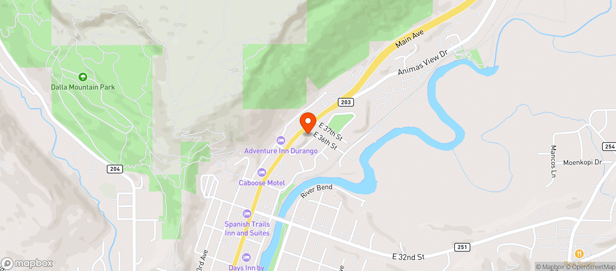 Map showing Rocky Mountain High - Durango