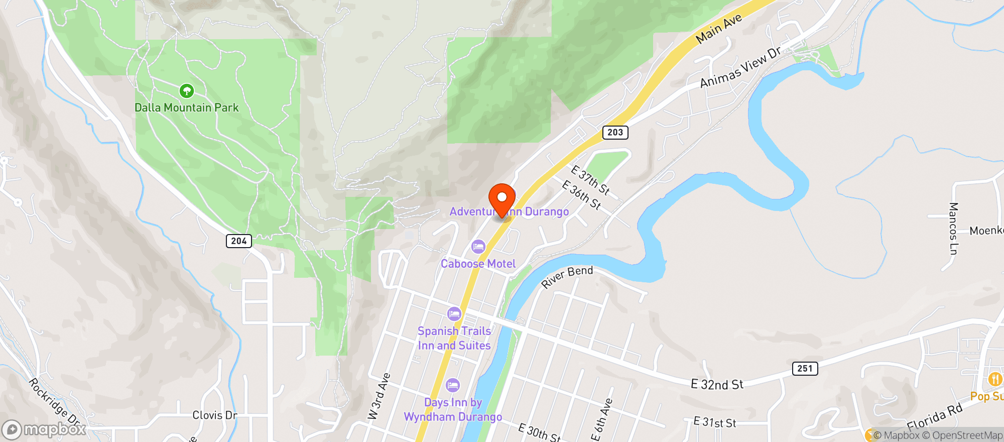 Map showing Telluride Bud Company - Durango