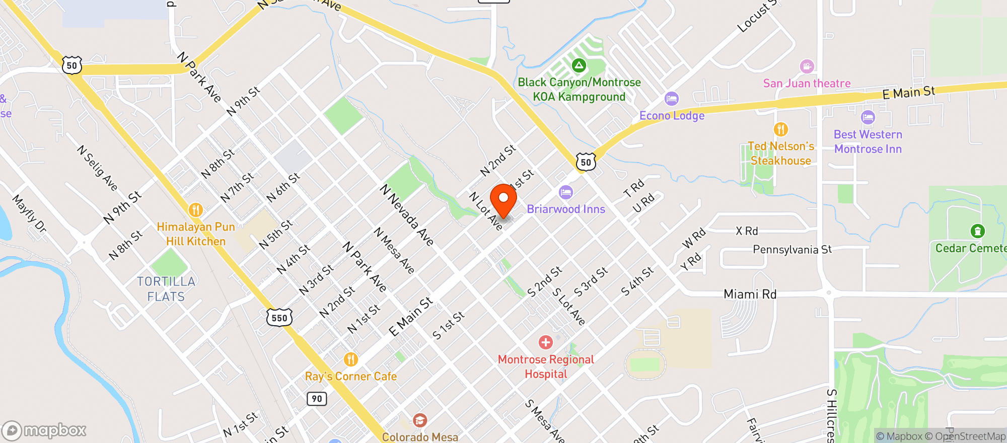 Map showing Beer Barn - Montrose