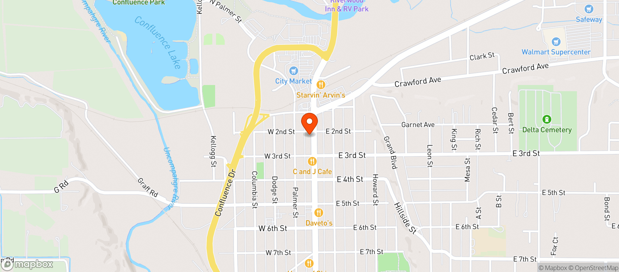 Map showing D&B Liquors