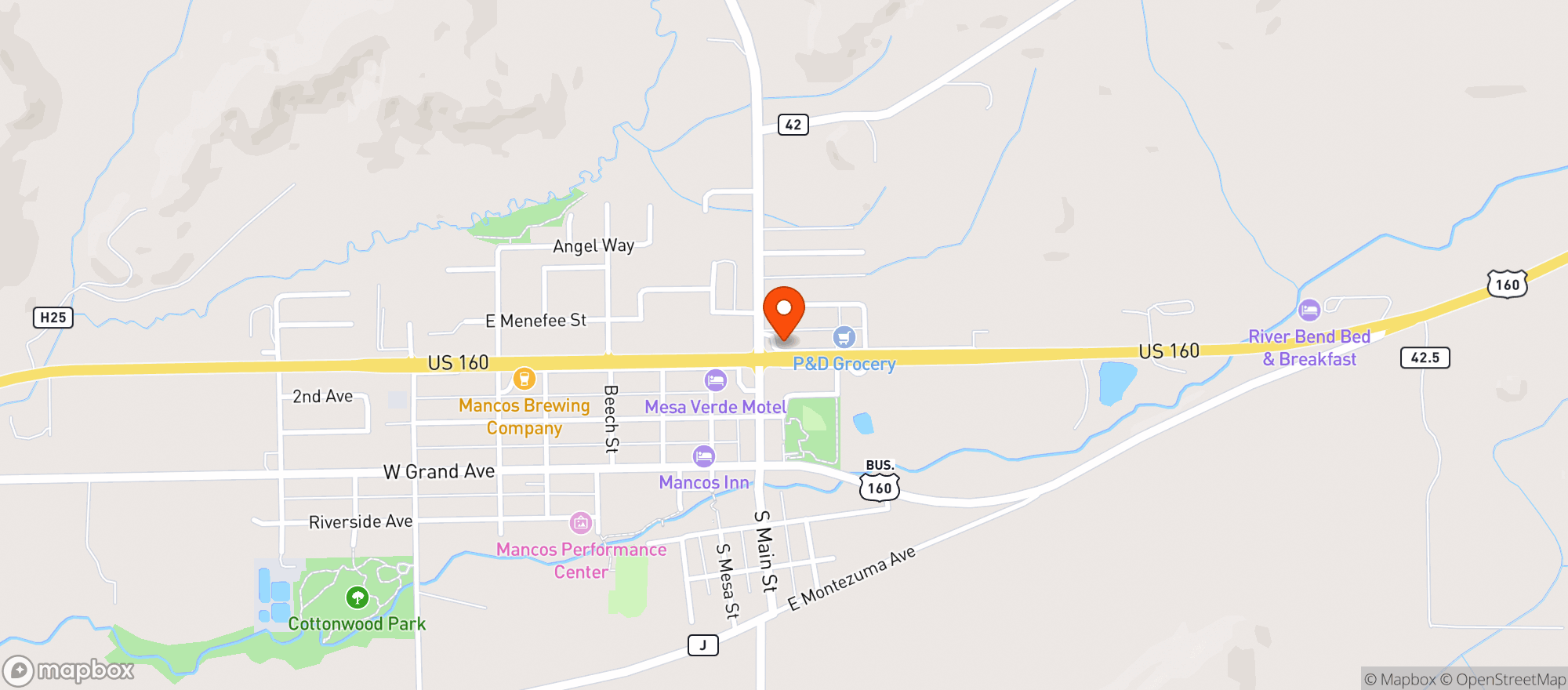 Map showing Mancos Liquor