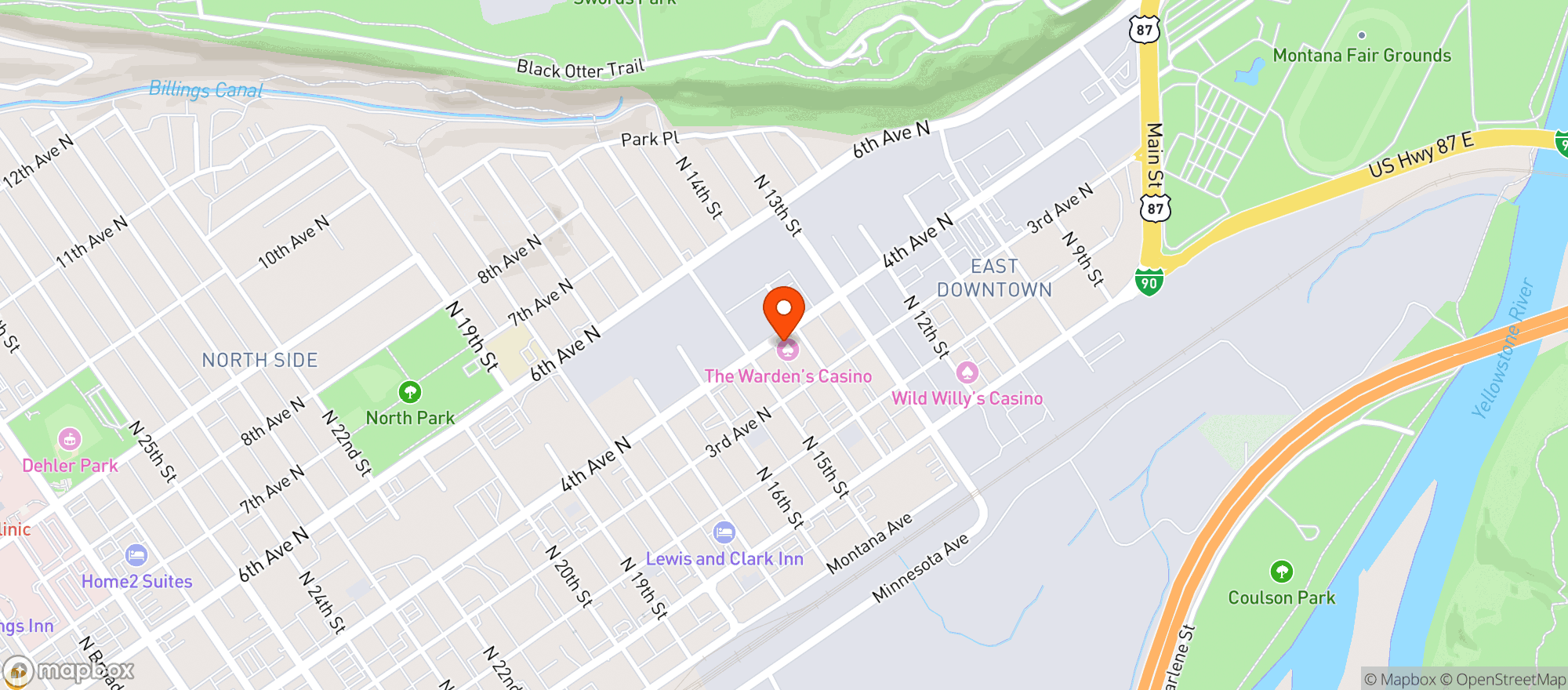 Map showing Wardens Casino
