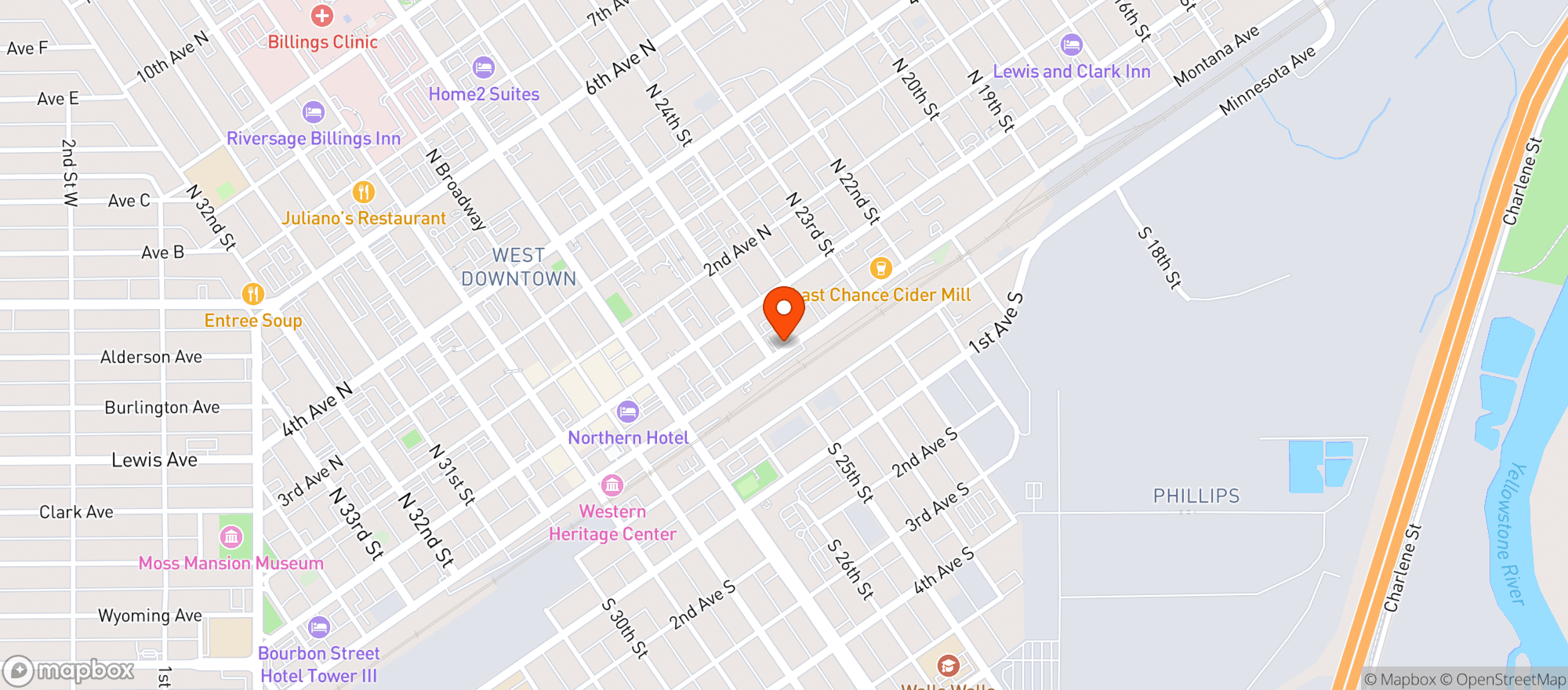 Map showing Mad Pizza