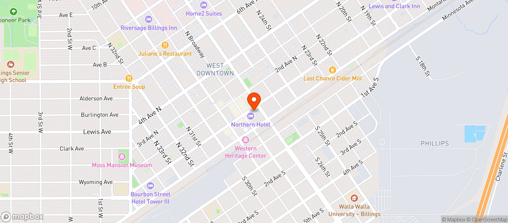 Map showing Walkers Bar & Grill