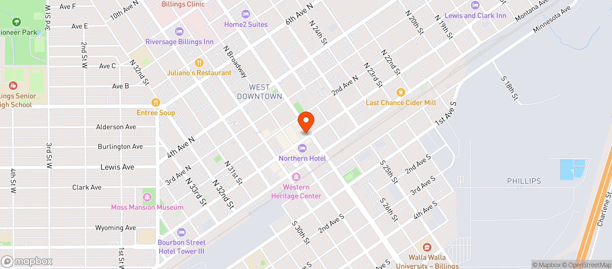 Map showing Jakes Steak House