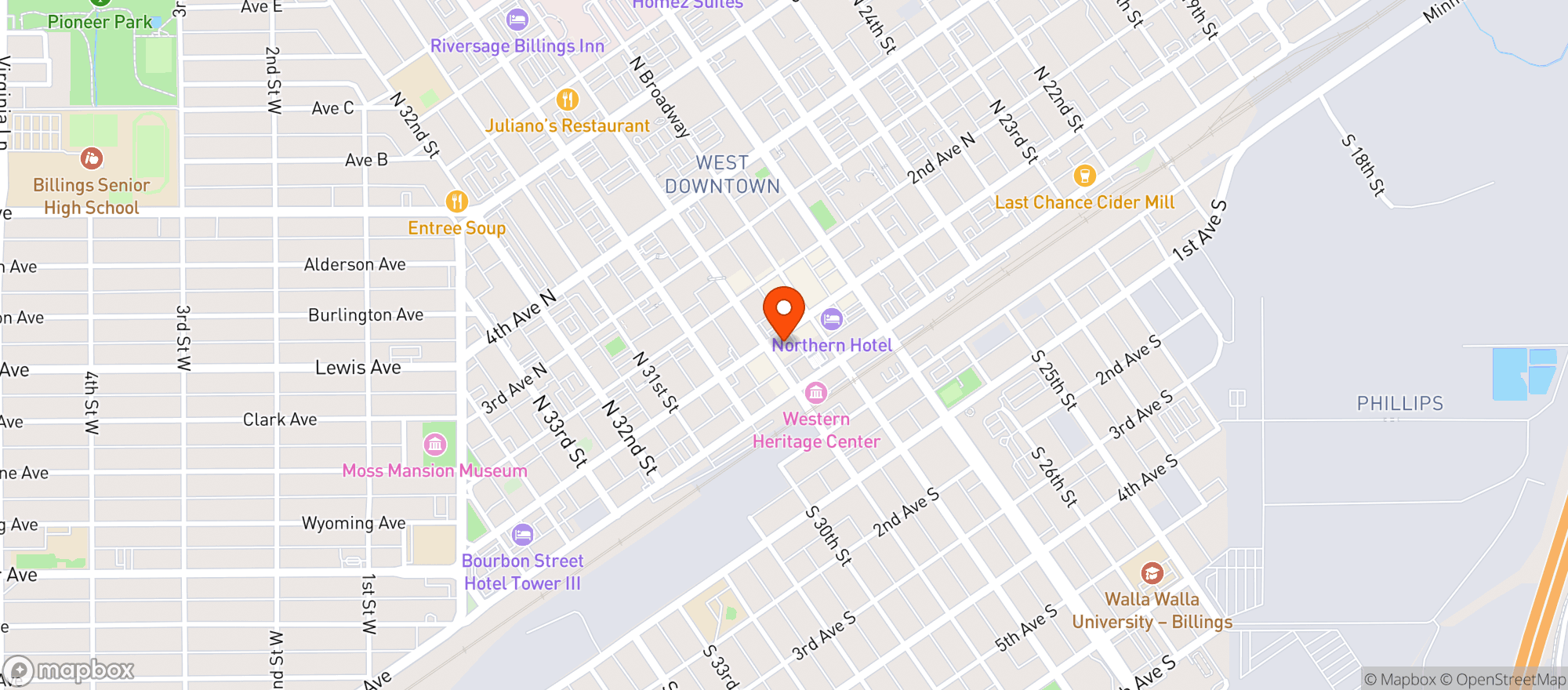 Map showing The Monte Bar And Casino